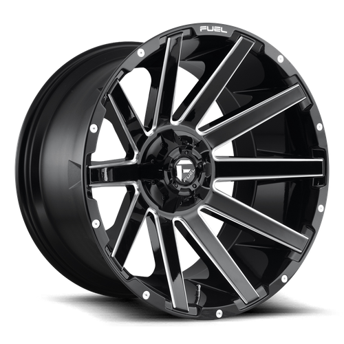 Fuel 1PC D615 Contra 22x12 Gloss Black Milled Wheel, 5x5.5/5x5.91 Bolt Pattern, -44 Offset