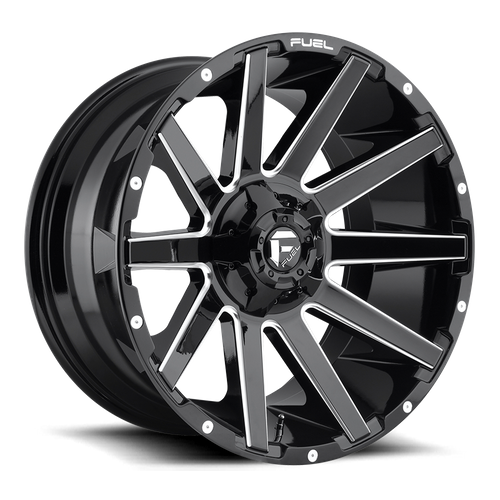 Fuel 1PC D615 Contra 20-Inch Gloss Black Milled Wheel, 8x180 Bolt Pattern, -18 Offset