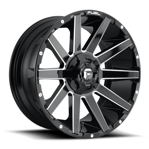 Fuel 1PC D615 Contra 20x9 Gloss Black Milled Wheel, 5x5.5/5x5.91 Bolt Pattern, +1 Offset