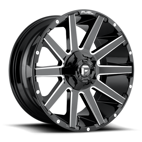 Fuel 1PC D615 Contra 20x9 Gloss Black Milled Wheel, 6x120/6x139.7, +19 Offset
