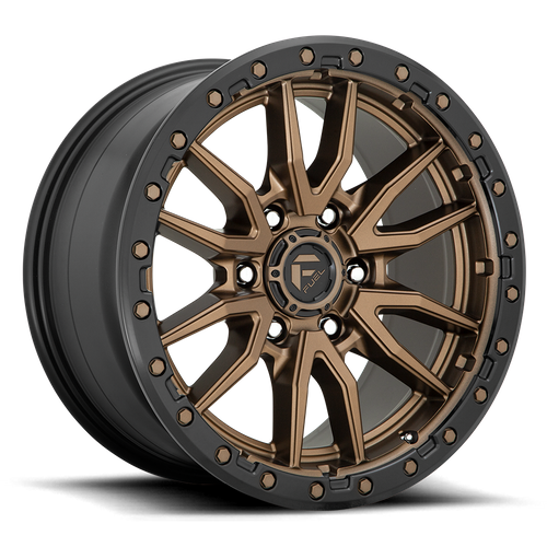 Fuel 1PC D681 Rebel 17x9 Wheel, 6x5.5 Bolt Pattern, -12 Offset, Matte Bronze with Black Bead Ring
