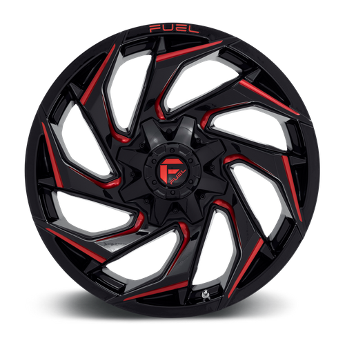 Fuel 1PC D755 Reaction 20x10 Wheel, 8x180 Bolt Pattern, -18mm Offset, Gloss Black Milled with Red Tint