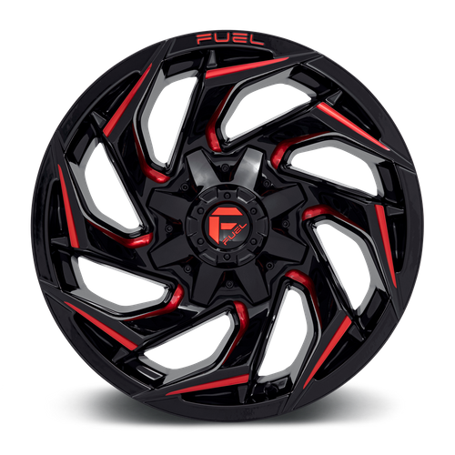 Fuel 1PC D755 Reaction 18x9 Gloss Black Milled Wheel with Red Tint, 5x4.5/5x5 Bolt Pattern, -12mm Offset