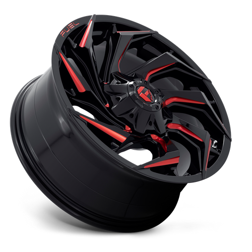 Fuel 1PC D755 Reaction 20x9 Wheel, 6x120 Bolt Pattern, +8 Offset, Gloss Black Milled with Red Tint