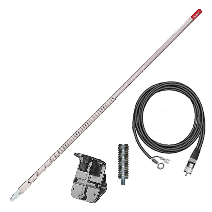 Firestik NGP 4-Foot Single Mirror CB Radio Antenna Kit in White