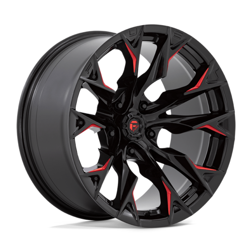 Fuel 1PC D823 Flame 20x10 Gloss Black Milled with Candy Red Wheel, 5x5 Inch Bolt Pattern
