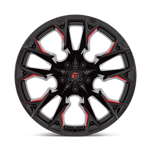 Fuel 1PC D823 Flame 20x12 Wheel, 5x5.0 Bolt Pattern, Gloss Black Milled with Candy Red