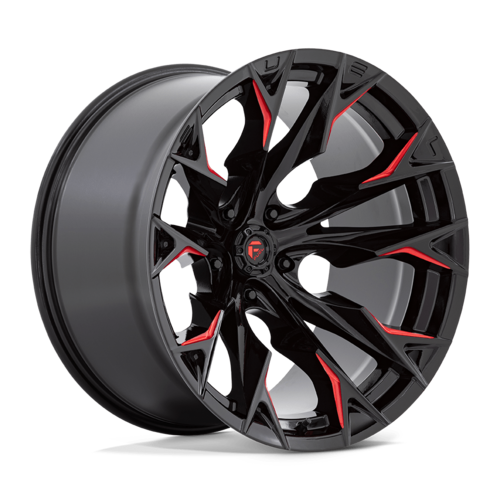 Fuel 1PC D823 Flame 22x12 Gloss Black Milled with Candy Red Wheel, 5x127 Bolt Pattern, -44 Offset