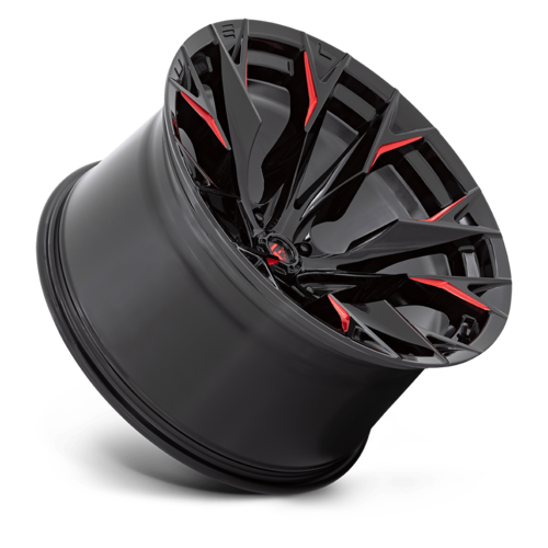 Fuel 1PC D823 Flame 22x12 Gloss Black Milled with Candy Red Wheel, 5x127 Bolt Pattern, -44 Offset