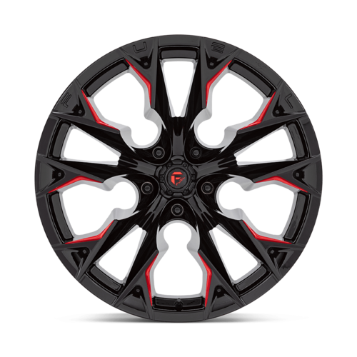 Fuel 1PC D823 Flame 22x12 Gloss Black Milled with Candy Red Wheel, 5x127 Bolt Pattern, -44 Offset
