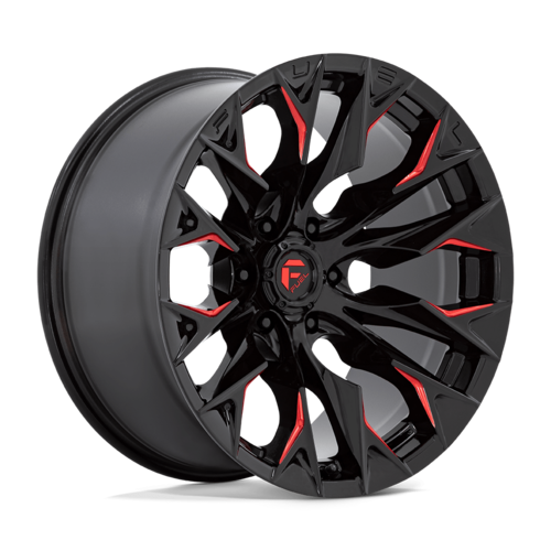 Fuel 1PC D823 Flame 20x9 Gloss Black Milled with Candy Red Wheel, 5x127 Bolt Pattern, +1 Offset