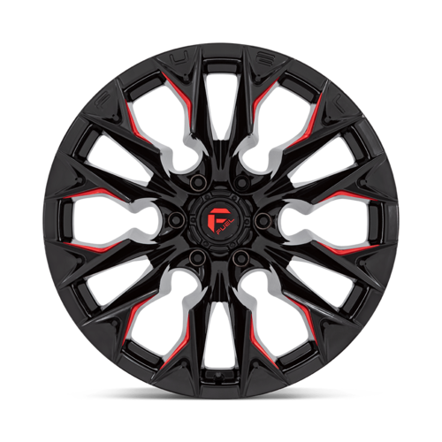 Fuel 1PC D823 Flame 20x9 Gloss Black Milled with Candy Red Wheel, 5x127 Bolt Pattern, +1 Offset