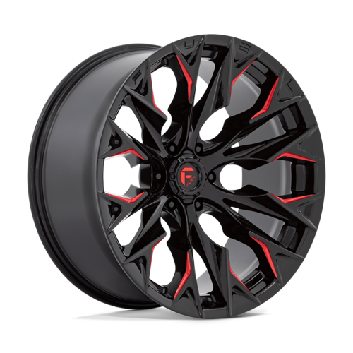 Fuel 1PC D823 Flame 22x10 Gloss Black Milled Wheels with Candy Red Accents, 6x135, -18 Offset