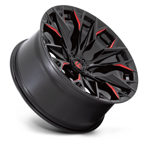 Fuel 1PC D823 Flame 22x10 Gloss Black Milled with Candy Red Wheel, 6x5.5, -18 Offset
