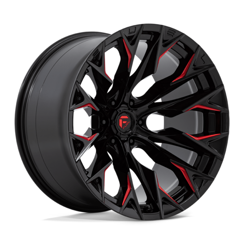 Fuel 1PC D823 Flame 22x12 Gloss Black Milled with Candy Red Wheel, 6x5.5 Bolt Pattern, -44 Offset