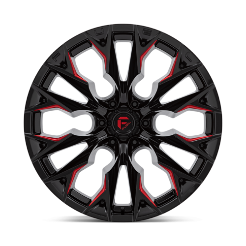 Fuel 1PC D823 Flame 22x12 Gloss Black Milled with Candy Red Wheel, 6x5.5 Bolt Pattern, -44 Offset