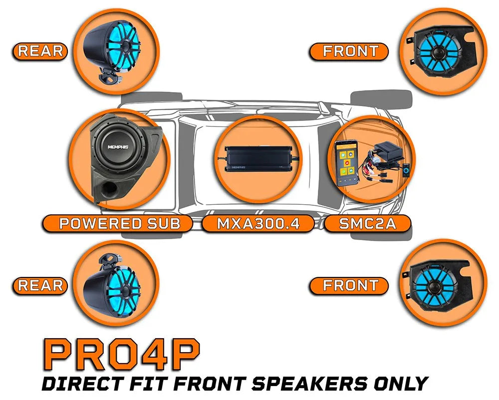Memphis X30PRO4P Audio Direct Fit OEM Audio System for your Side-By-Side. - View 2