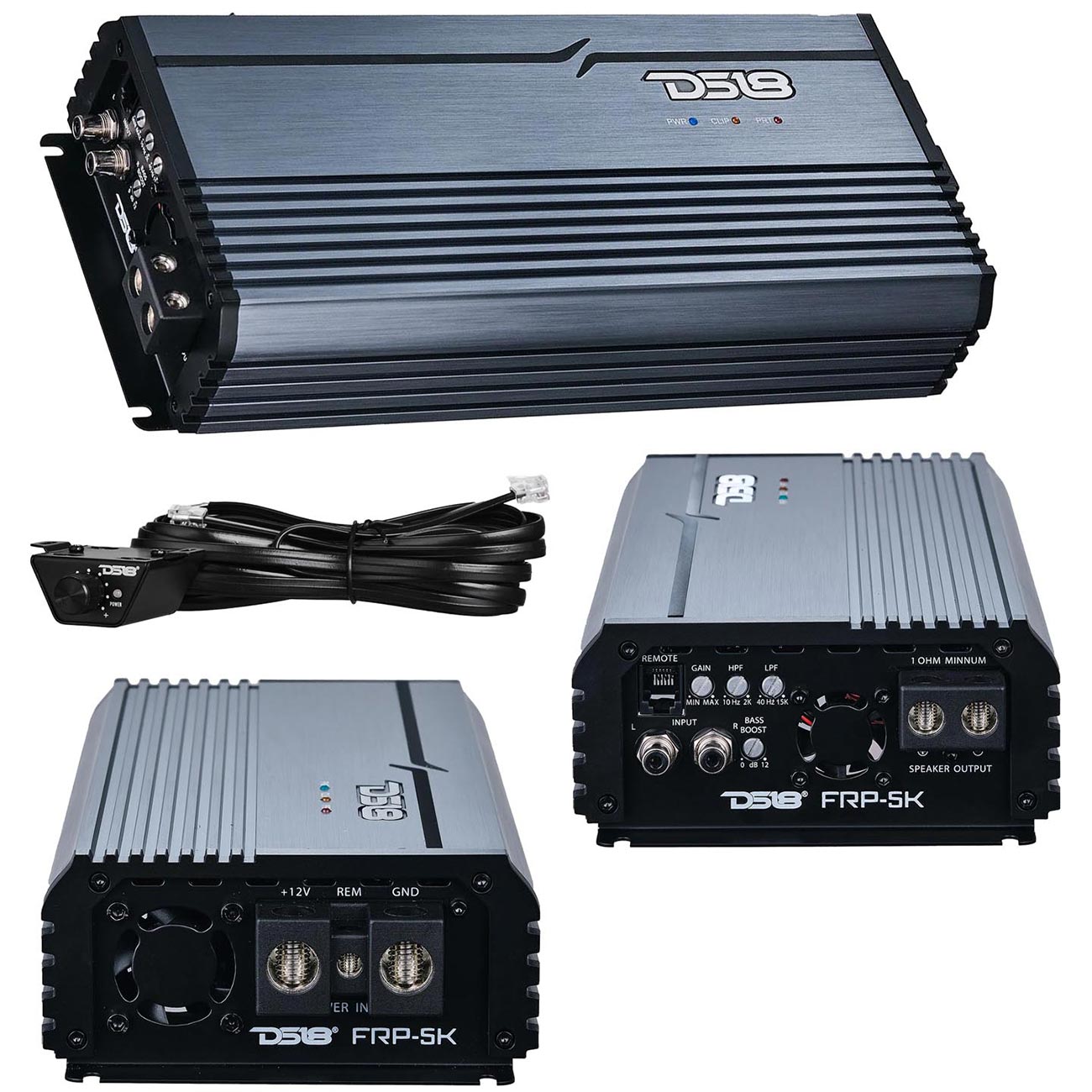 DS18 FRP Compact Monoblock Amplifier 5000W RMS Titanium - High-Power Car Audio Amplifier