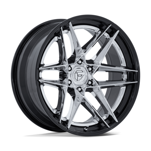 Fuel 1PC FC408 Flight 22x10 Wheel, 6x5.5 Bolt Pattern, -18 Offset, Chrome with Gloss Black Lip