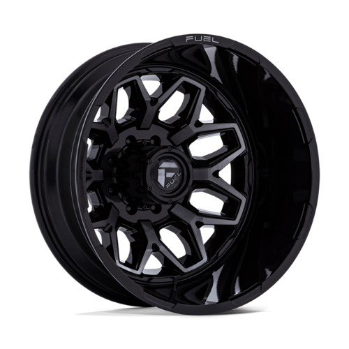 Fuel 1PC D875 Flux Dually 20-Inch Gloss Black Brushed Wheel, 8x6.5 Bolt Pattern, +104 Offset
