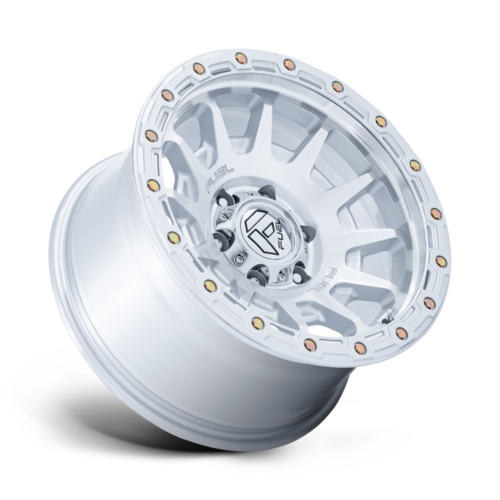 Fuel 1PC FC884 Fortress 17x9 Gloss Silver Machined Face Wheel, 6x5.5-Inch Bolt Pattern, -12 Offset