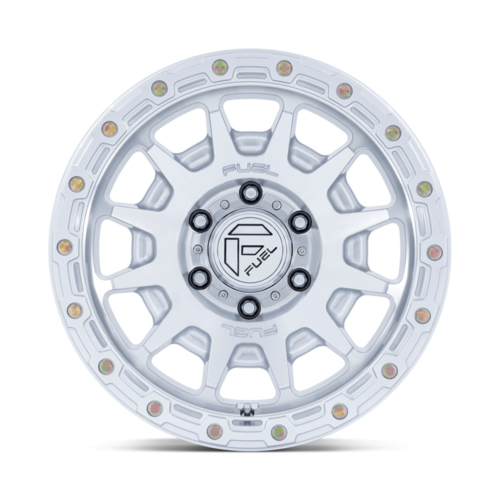 Fuel 1PC FC884 Fortress 17x9 Gloss Silver Machined Face Wheel, 6x5.5-Inch Bolt Pattern, -12 Offset