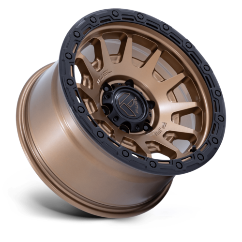 Fuel 1PC FC884 Fortress 18x9 Wheel, 6x5.5 Bolt Pattern, +1 Offset, Matte Bronze with Gloss Black Lip
