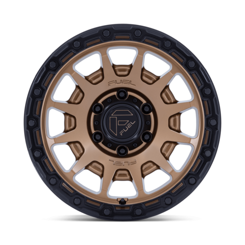 Fuel 1PC FC884 Fortress 17x8.5 Wheel, 5x5 Bolt Pattern, +25 Offset, Matte Bronze with Gloss Black Lip