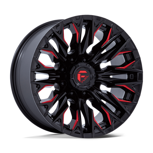 Fuel 1PC D823 Flame 20x9 Gloss Black Milled with Candy Red Wheel, 8x6.5 Bolt Pattern
