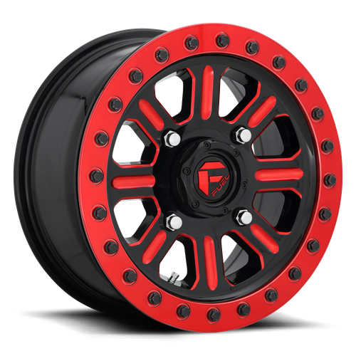 Fuel UTV D911 Hardline UTV Beadlock Wheel, 15x10, 4x137, +25 Offset, Gloss Black with Red Tint