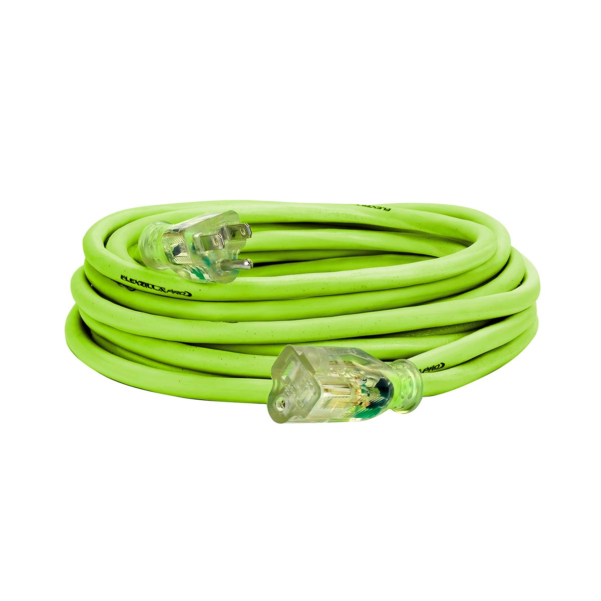 Flexzilla Pro 14/3 AWG SJTW 25-Foot Outdoor Extension Cord with Lighted Plug, ZillaGreen