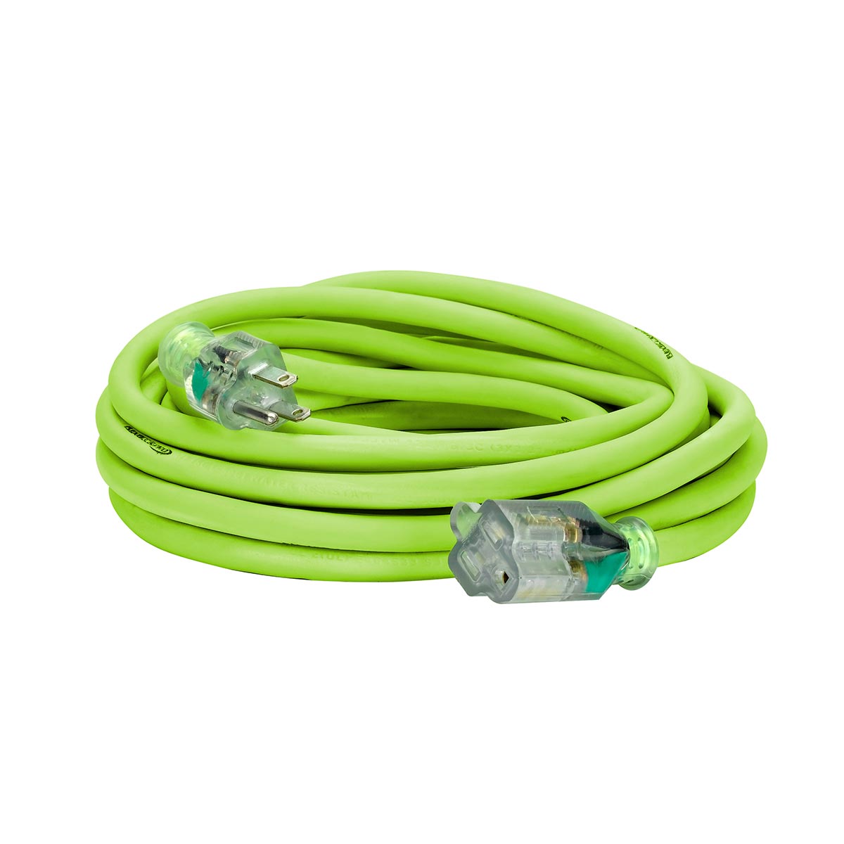 Flexzilla Pro Extension Cord 12/3 AWG SJTW 25 ft. with Outdoor Lighted Plug, ZillaGreen