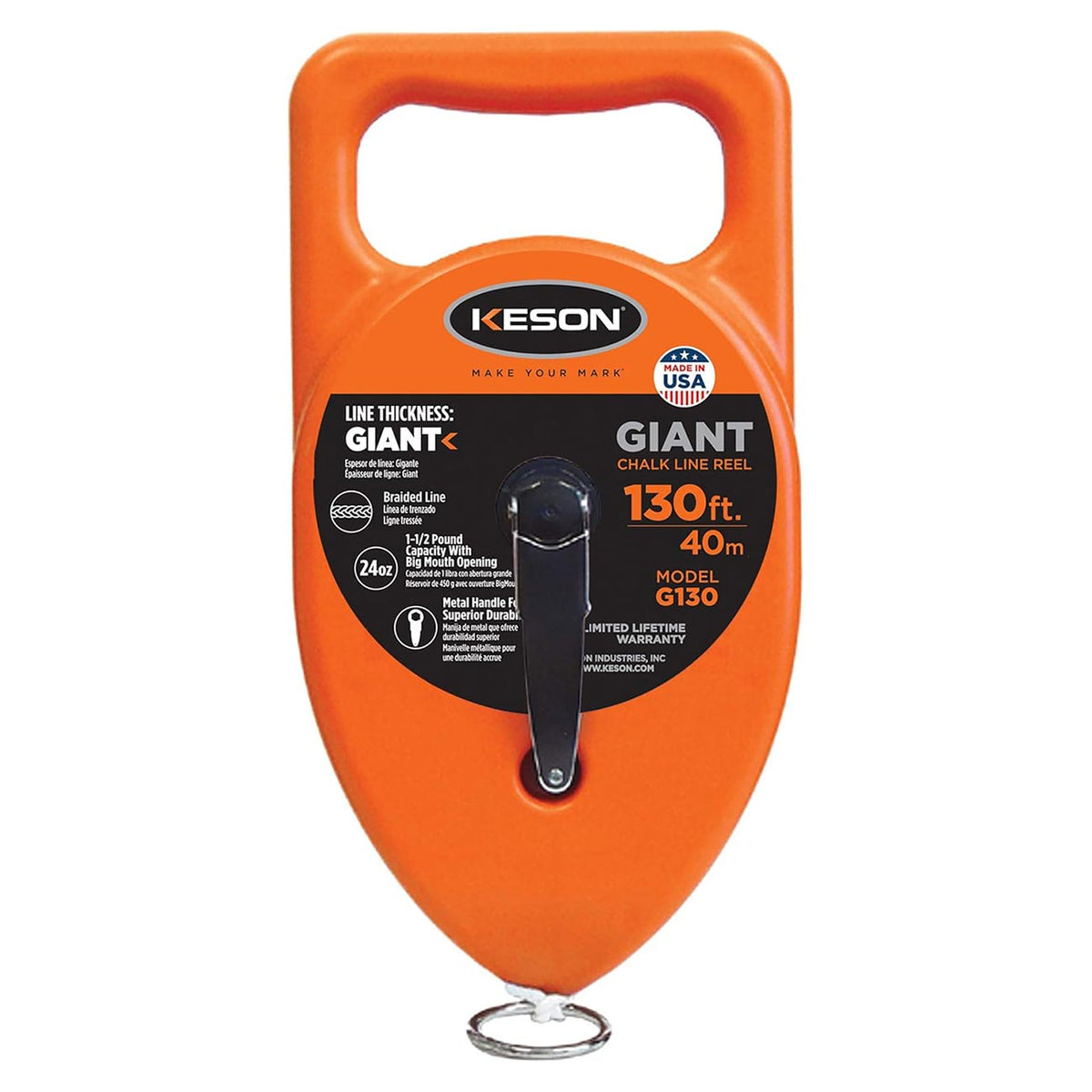 Keson Giant Chalk Line Reel, 130-Foot Capacity