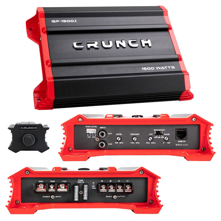 Crunch Ground Pounder 1 x 750W @ 4 Ohms and 1 x 1500W @ 2 Ohms Class A/B Amplifier - Model GP15001