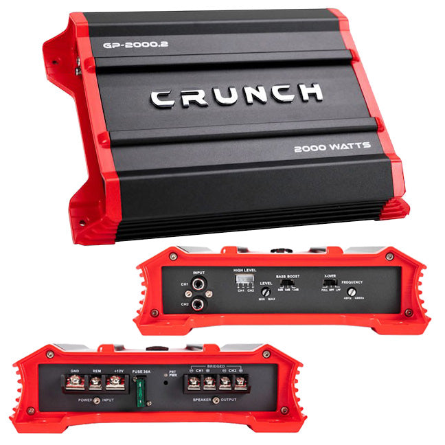 Crunch Ground Pounder 2X500W at 4 Ohms, 2X1000W at 2 Ohms, 2000W Bridged Mono Car Amplifier (Model GP20002)