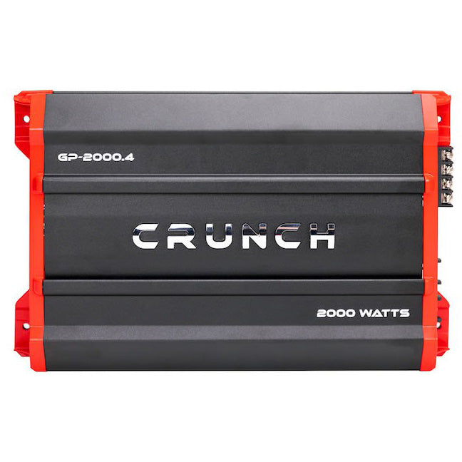 Crunch Ground Pounder 4-Channel Car Amplifier – Model GP20004, 4 x 250W @ 4 Ohms, 4 x 500W @ 2 Ohms, 2 x 1000W Bridged