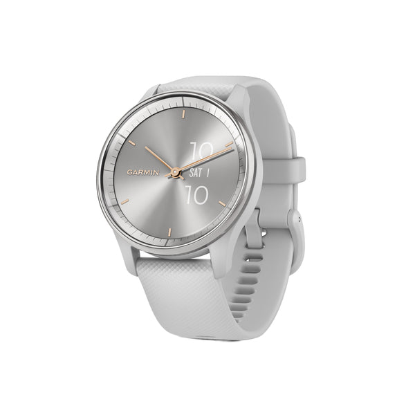 Garmin 010-02665-03 Vivomove Trend Hybrid Smartwatch With Stainless Steel Bezel And Silicone Band (silver)