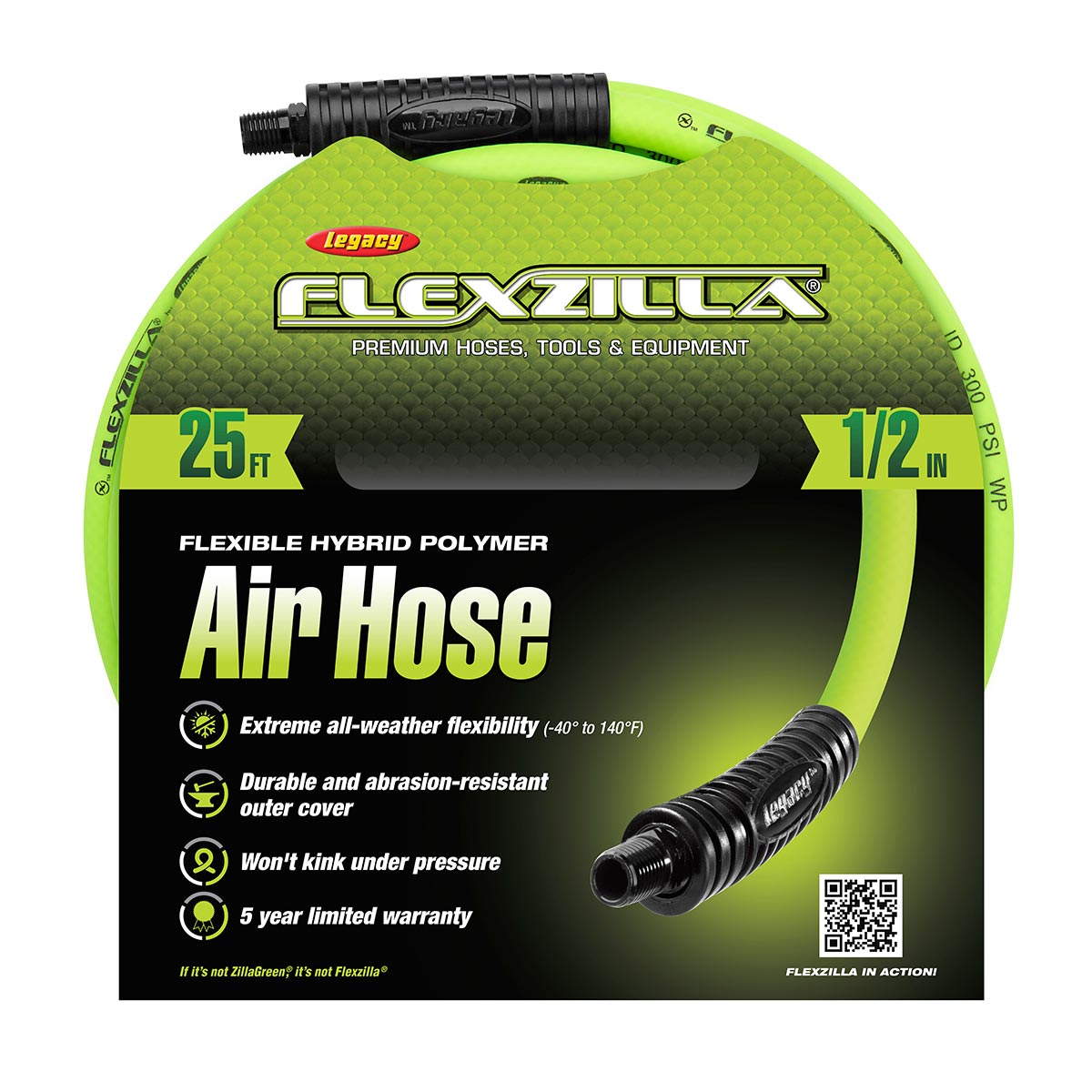 Flexzilla Heavy Duty Lightweight Air Hose 1/2 in. x 25 ft. HFZ1225YW3