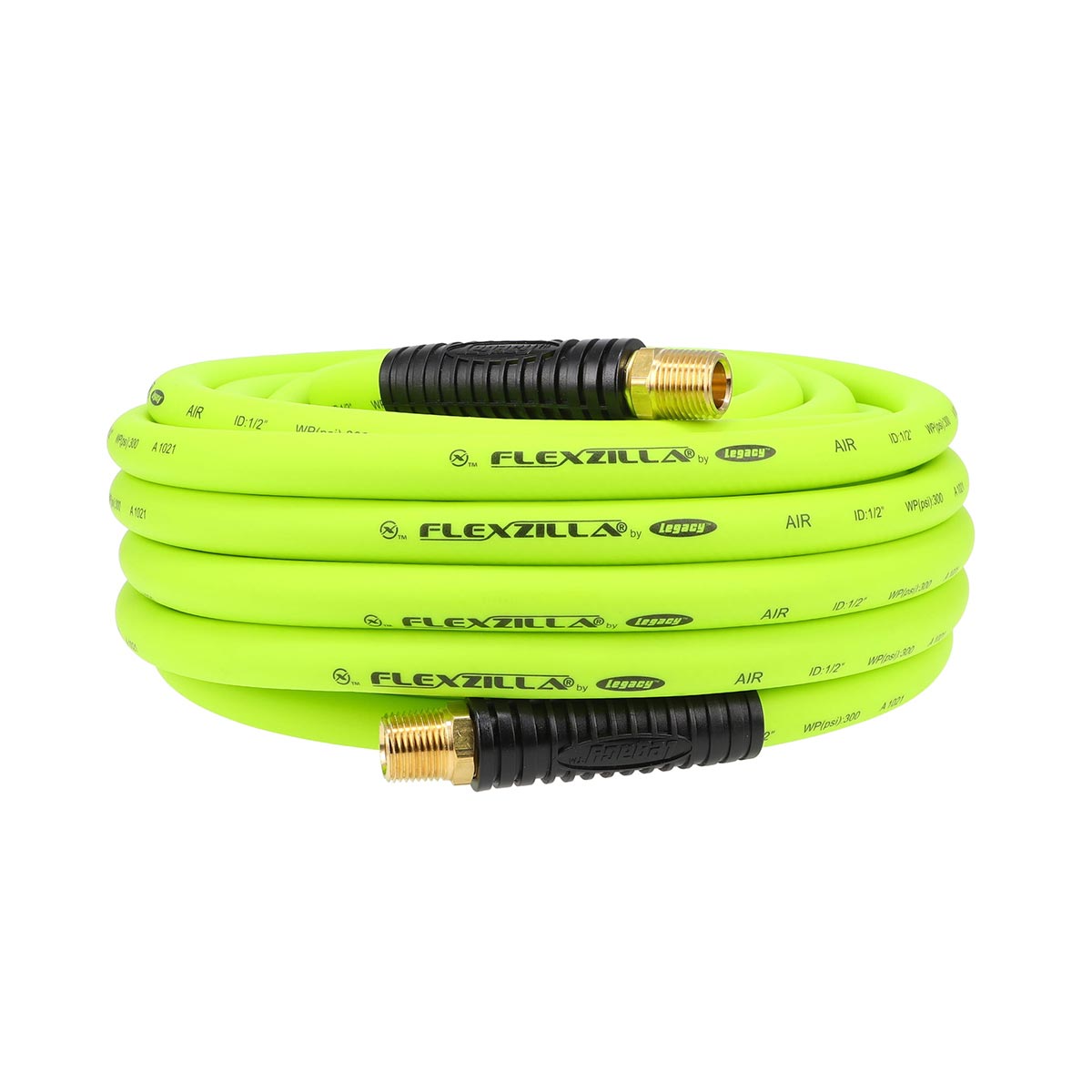 Flexzilla Heavy-Duty Lightweight Air Hose, 1/2 in. x 50 ft. with 1/2 in. MNPT Fittings