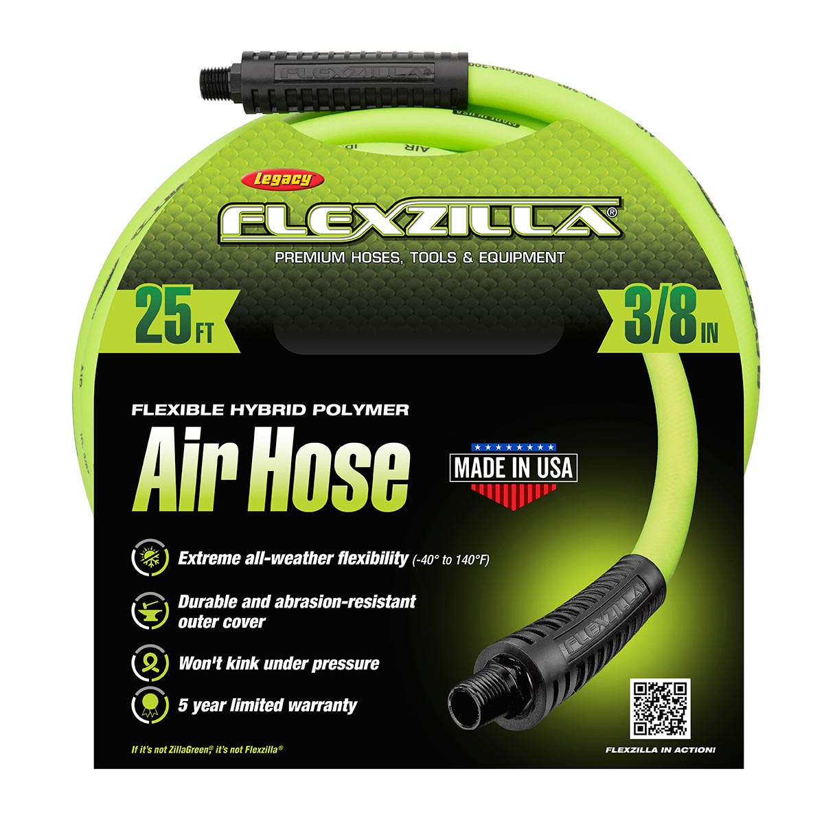 Flexzilla Heavy-Duty Lightweight Air Hose 3/8 in. x 25 ft. - HFZ3825YW2