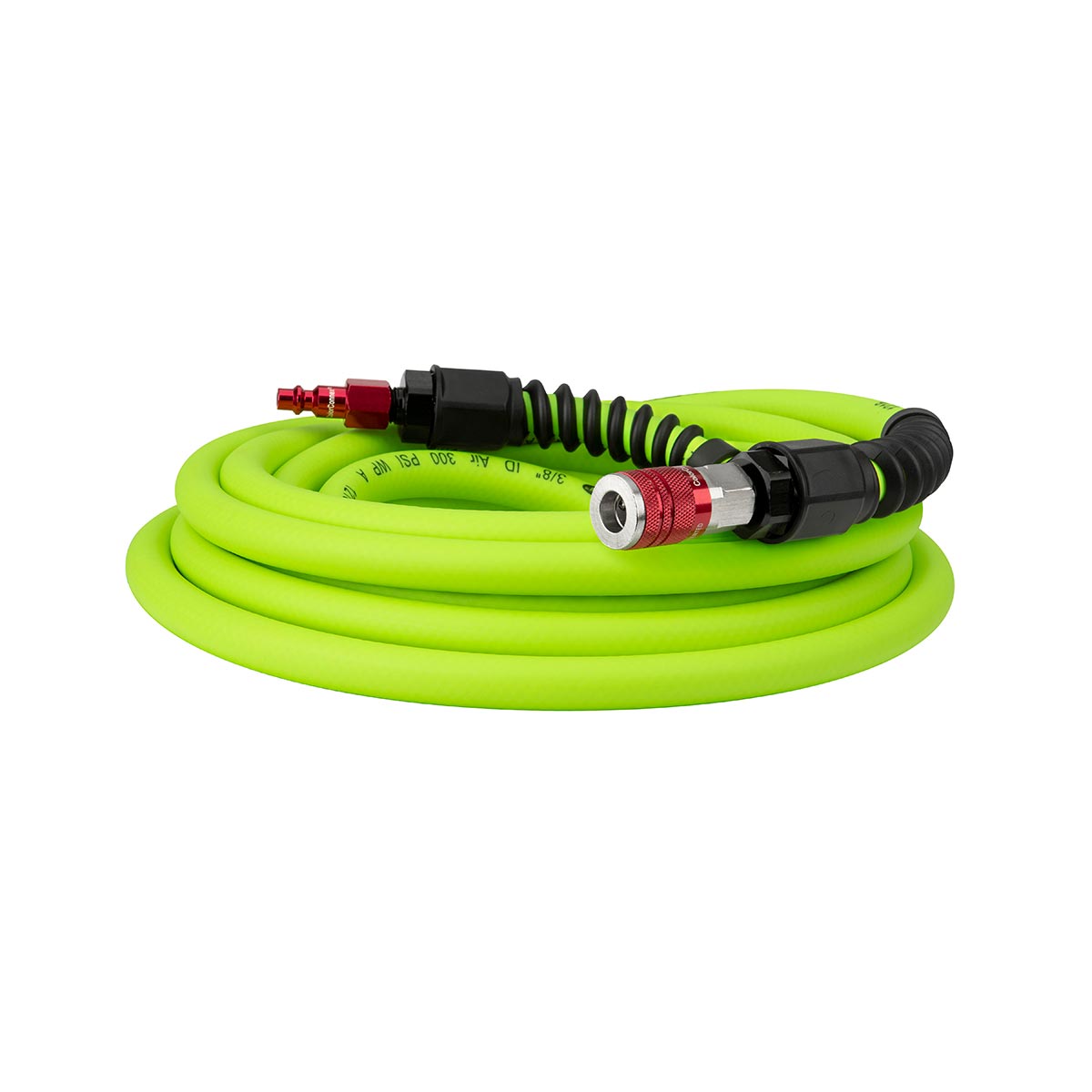 Flexzilla HFZP3825YW2D Heavy-Duty Lightweight Air Hose, 3/8 in. x 25 ft., Red, with ColorConnex Coupler and Plug