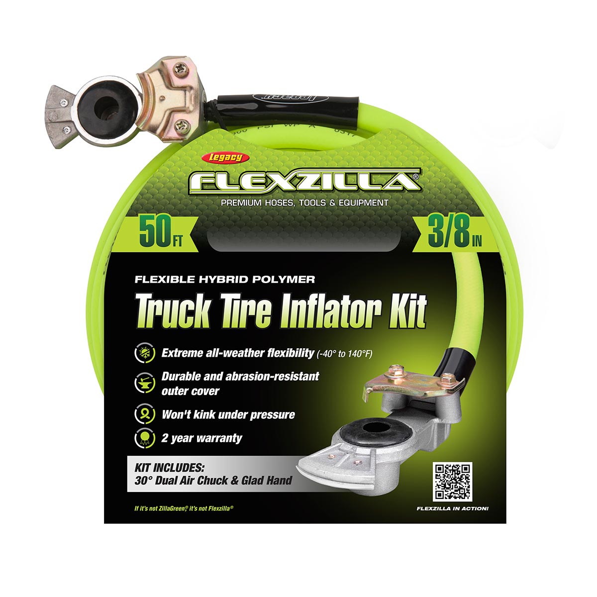 Flexzilla HGH2FZ Heavy-Duty Lightweight Truck Tire Inflator Kit with 3/8-Inch x 50-Foot Hose