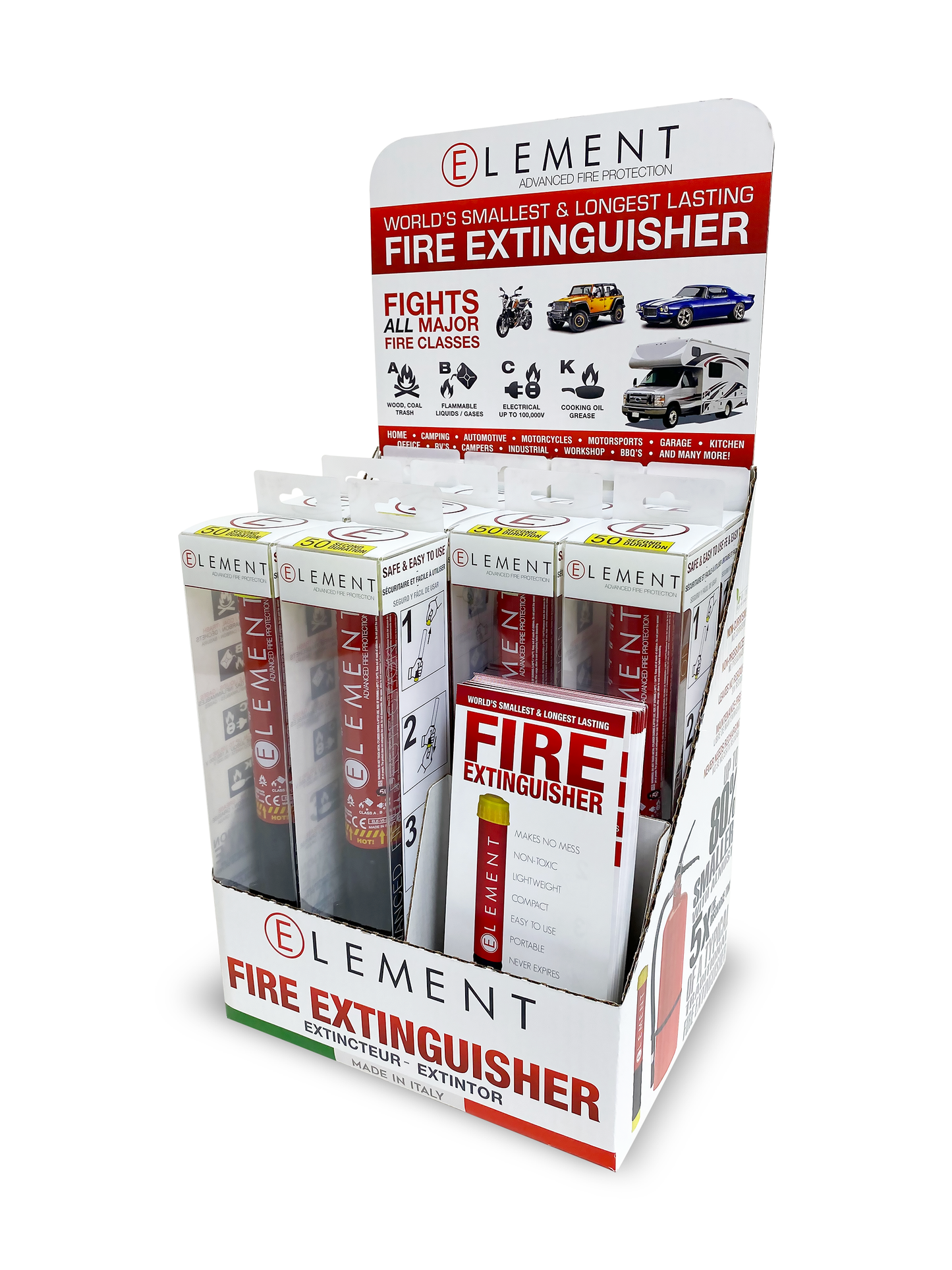 Element Advanced Fire Protection - 50050 - Point of Purchase Display -  50050 Point of Purchase Display, includes 10pcs. 50 second extinguisher and brochures - P/N: 50050