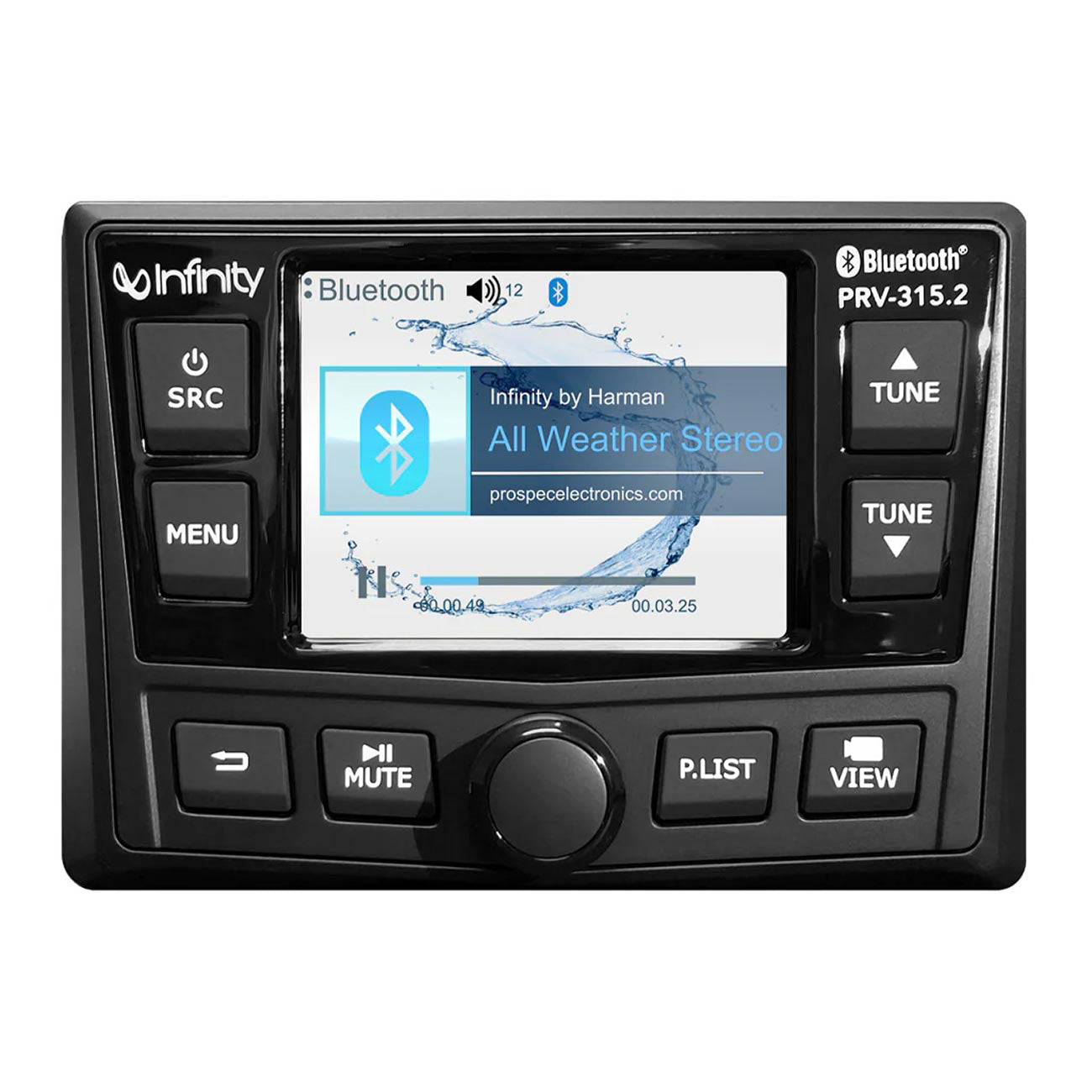Prospec Infinity Marine AM/FM Weather Mechless Receiver with Bluetooth - Model PRV3152