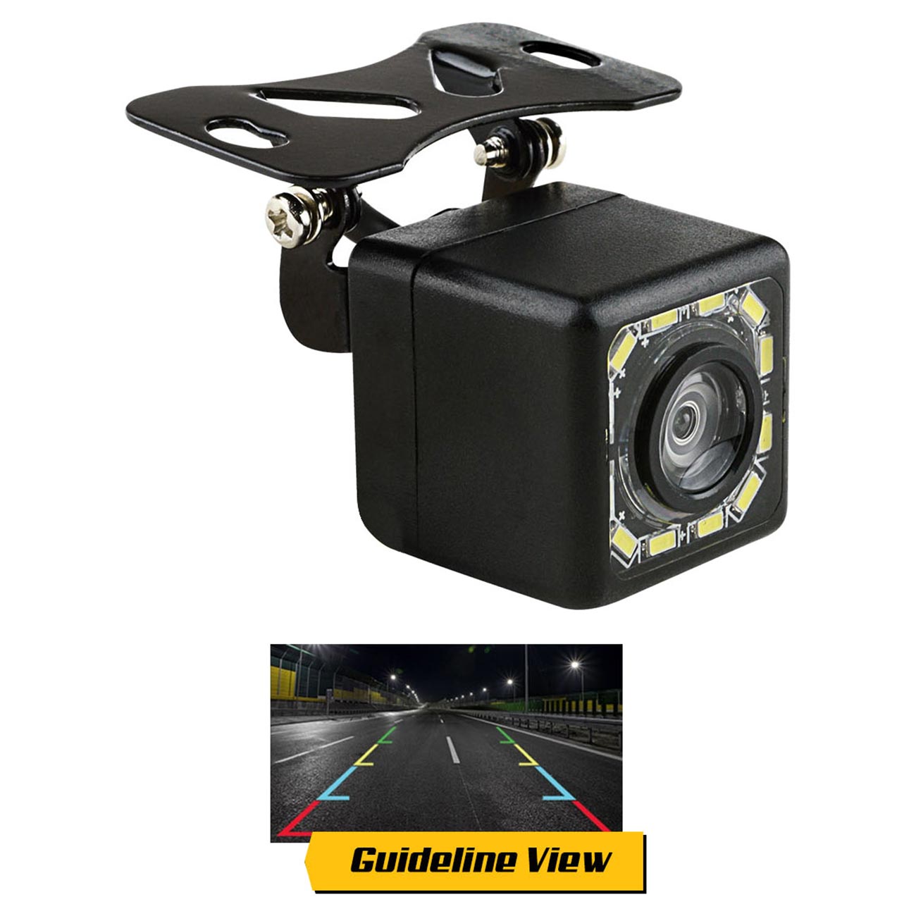 Nippon ISRVC120GLL Car Rear View Camera with 12 LED Lights and Guideline View