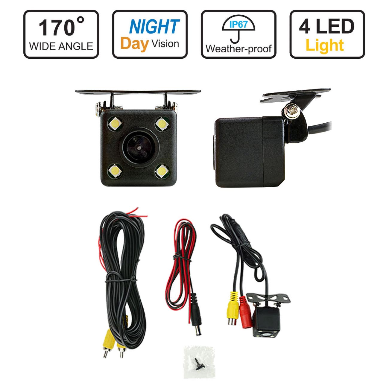 Nippon Installation Solution Car Rear View Camera with 4 LED Lights and Guideline View - Model ISRVC160GLL