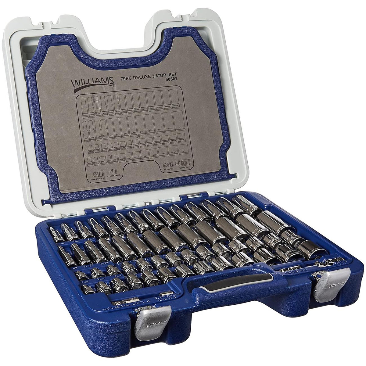 Williams JHW50607B 3/8-Inch Drive SAE/Metric Deluxe Socket and Tool Set, 79-Piece
