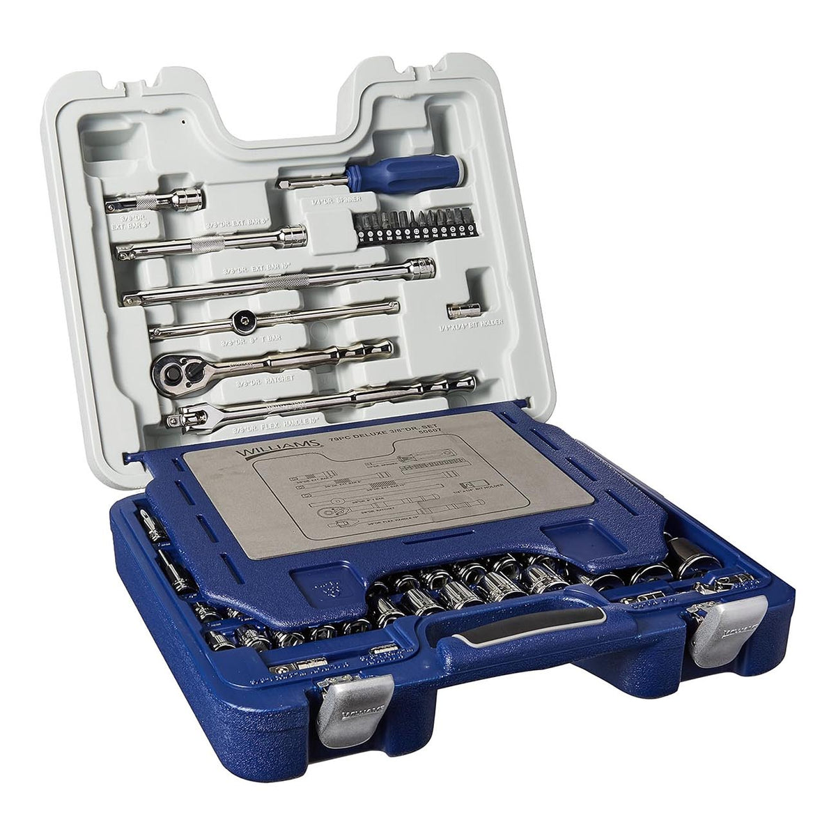 Williams JHW50607B 3/8-Inch Drive SAE/Metric Deluxe Socket and Tool Set, 79-Piece