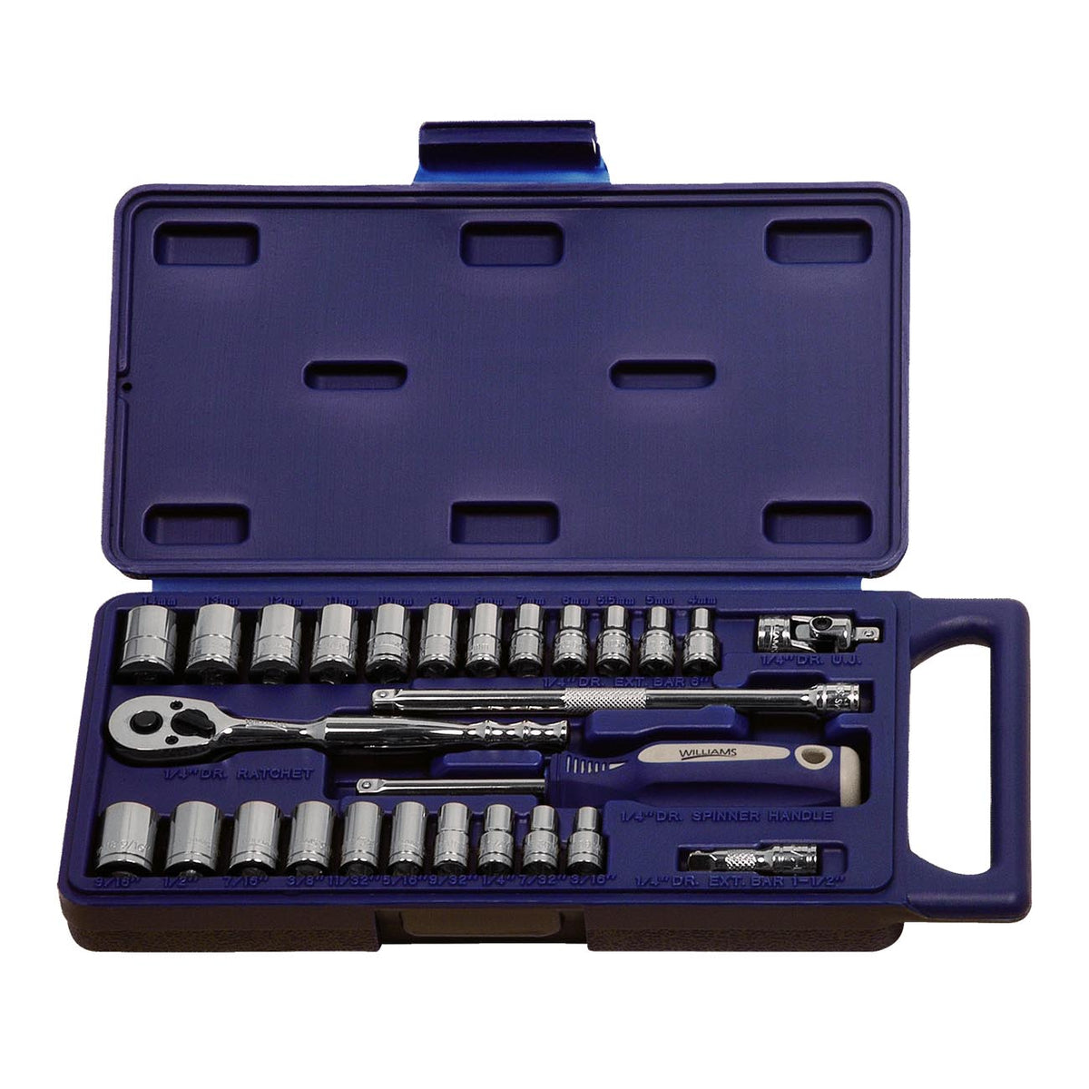 Williams 1/4-Inch Drive Metric and SAE 6-Point Socket Set, 27-Piece