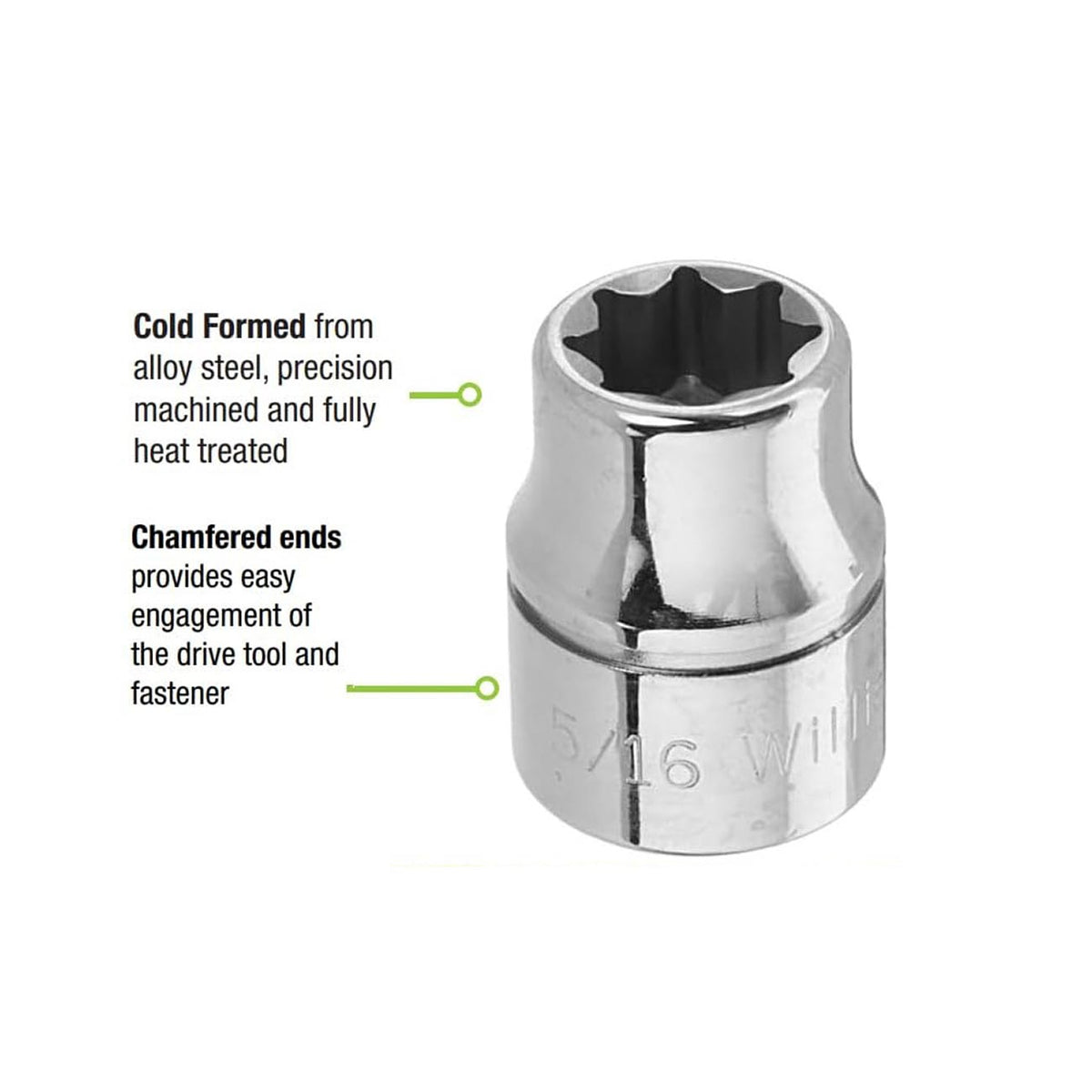 Williams JHWBD810 5/16-Inch 8-Point Shallow Socket, 3/8-Inch Drive